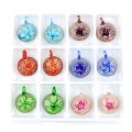 Factory Outlet Fondu Plat Rond Heady Lampwork Inner Fleur Pendentif12pcs / boîte, MC0080